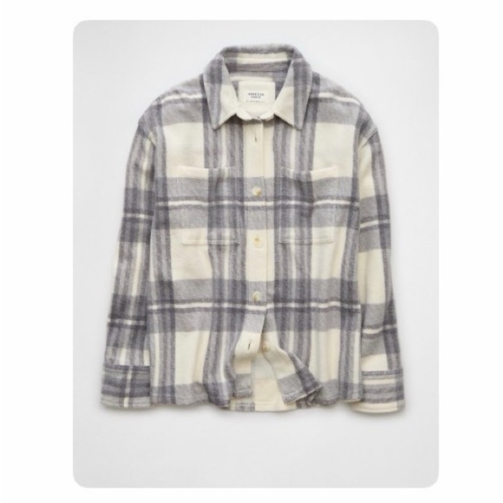 American Eagle Fleece Plaid Shacket